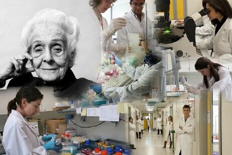 Il Nobel Rita Levi Montalcini e ricercatori dell'Ebri (fonte: Fondazione EBRI)