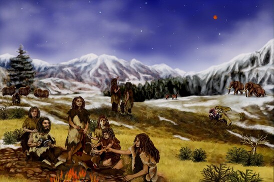 Rappresentazione artistica di un gruppo di Neanderthal (fonte: Pixabay)