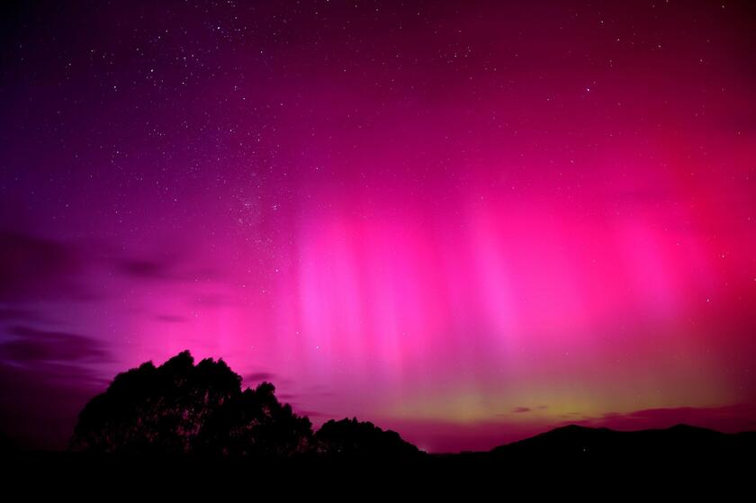 L'aurora vista al Shenandoah National Park in Virginia