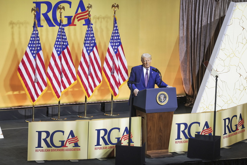 US President Donald J. Trump Addresses Republican Governors Association Meeting in Washington DC 