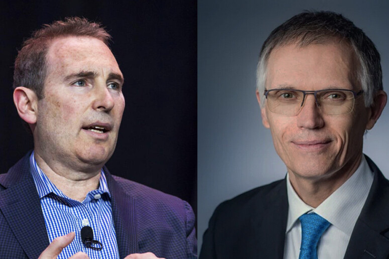 Andy Jassy, Ceo di Amazon (sx) e Carlos Tavares, Ceo di Stellantis - RIPRODUZIONE RISERVATA