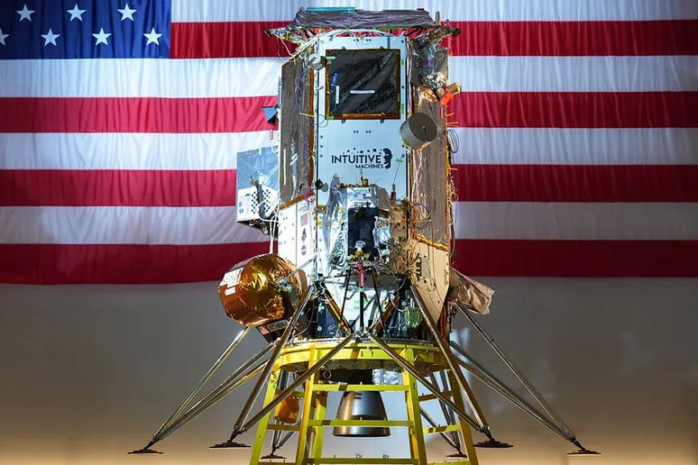 Il secondo lander lunare di Intuitive Machines, chiamato Athena, lanciato a bordo di un razzo SpaceX Falcon 9. (Credito immagine: Intuitive Machines) - RIPRODUZIONE RISERVATA